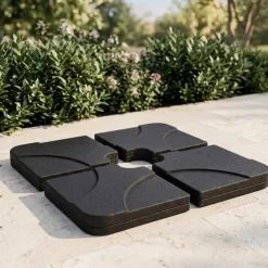 Base per ombrellone a sbalzo 50x50cm in 4 pezzi nero con attacco in metallo Atlas