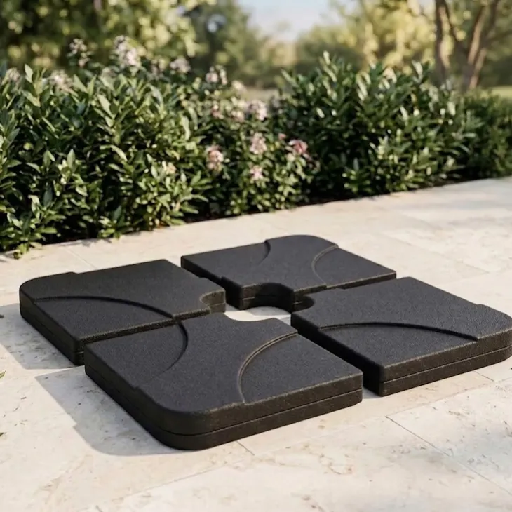 Base per ombrellone a sbalzo 50x50cm in 4 pezzi nero con attacco in metallo Atlas