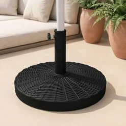 Base rotonda 53cm per ombrellone con palo centrale 25 kg in resina nera Titan