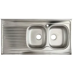 Base sottolavello 120x83h cm con doppio lavello e gocciolatoio a sinistra 2 ante 3 cassetti bianco rovere olmo Talise