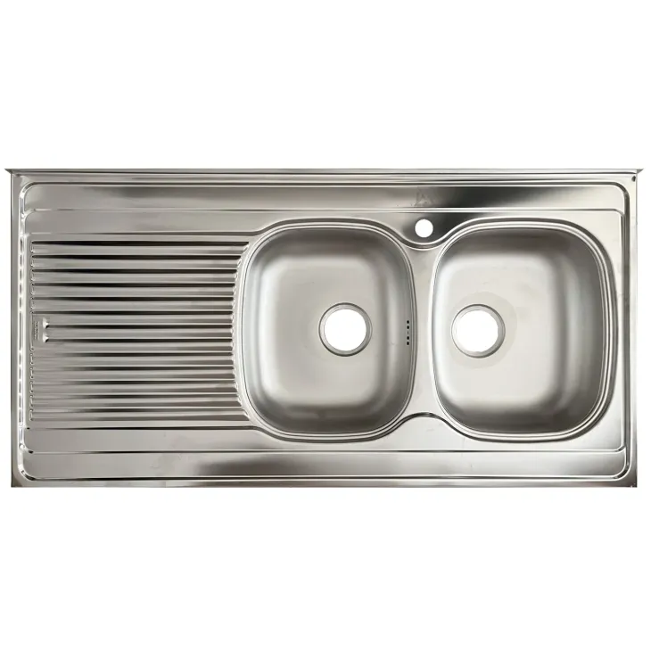 Base sottolavello 120x83h cm con doppio lavello e gocciolatoio a sinistra 2 ante 3 cassetti bianco rovere olmo Talise