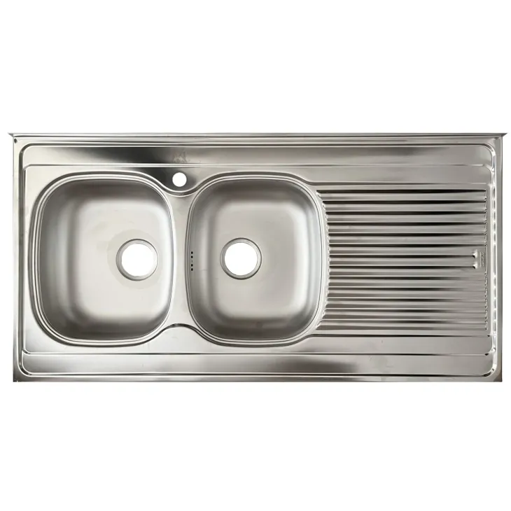 Base sottolavello 120x83h cm con doppio lavello e gocciolatoio a destra 2 ante 3 cassetti bianco rovere olmo Talise
