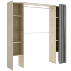 Cabina armadio allungabile 110/178x205h cm con tenda rovere Rivo