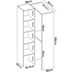 Cabina armadio angolare allungabile 198/248x187h cm con cassetto e appendiabiti bianco Kora