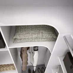 Cabina armadio angolare allungabile 164/232x205h cm con tenda bianco Rivo