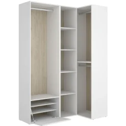 Cabina armadio angolare 145x205h cm con scarpiera bianco rovere Vixa