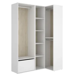 Cabina armadio angolare 145x205h cm con scarpiera bianco rovere Vixa