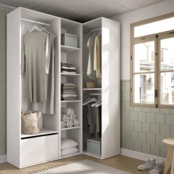 Cabina armadio angolare 145x205h cm con scarpiera bianco rovere Vixa