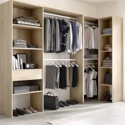 Cabina armadio angolare 248x187h cm 4 scomparti rovere noce Rincon