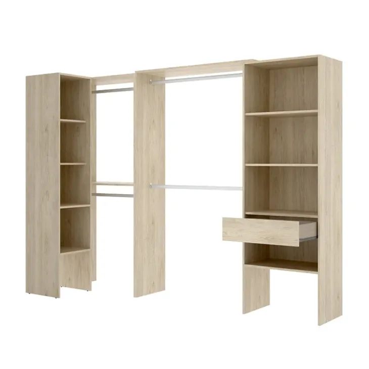 Cabina armadio angolare 248x187h cm 4 scomparti rovere noce Rincon