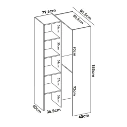 Cabina armadio angolare 248x187h cm 4 scomparti rovere noce Rincon