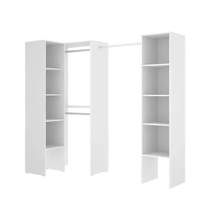 Cabina armadio angolare 226x186h cm 3 scomparti con appendiabiti bianco Soler