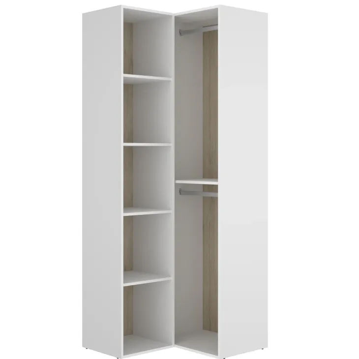 Cabina armadio angolare 85x205h cm bianco rovere Vixa