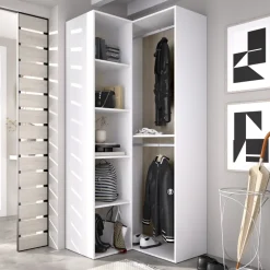 Cabina armadio angolare 85x205h cm bianco rovere Vixa