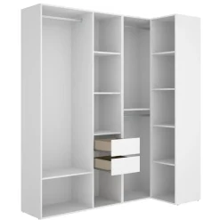 Cabina armadio angolare 183x205h cm con cassetti bianco rovere Vixa