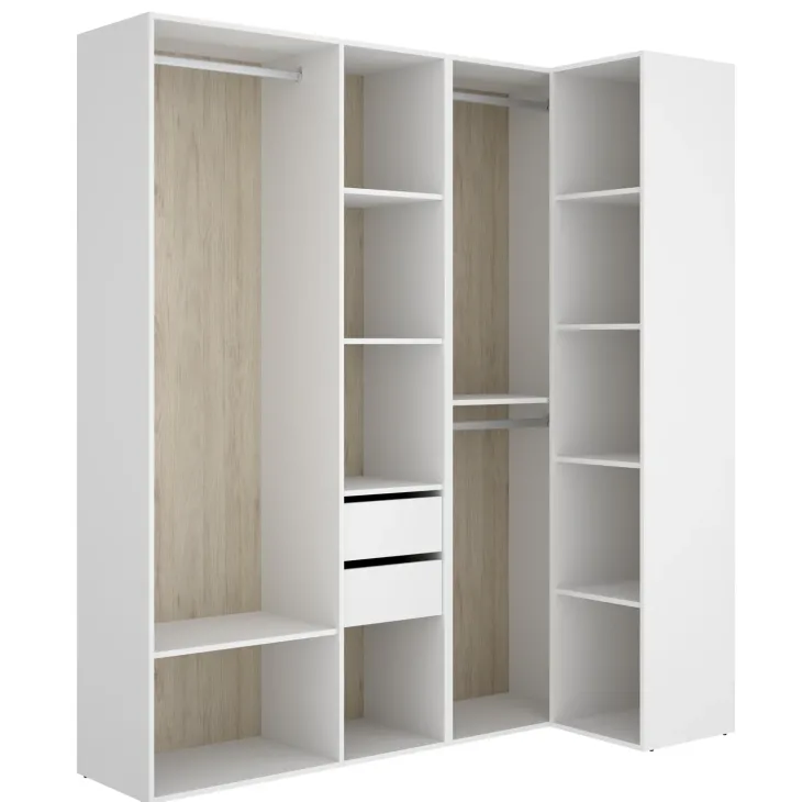 Cabina armadio angolare 183x205h cm con cassetti bianco rovere Vixa