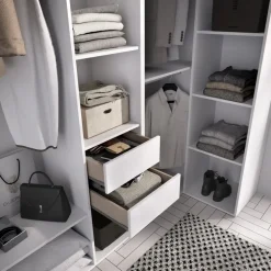 Cabina armadio angolare 183x205h cm con cassetti bianco rovere Vixa