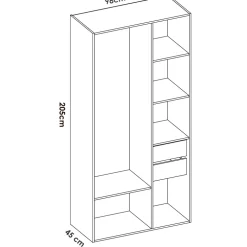 Cabina armadio angolare 183x205h cm con cassetti bianco rovere Vixa