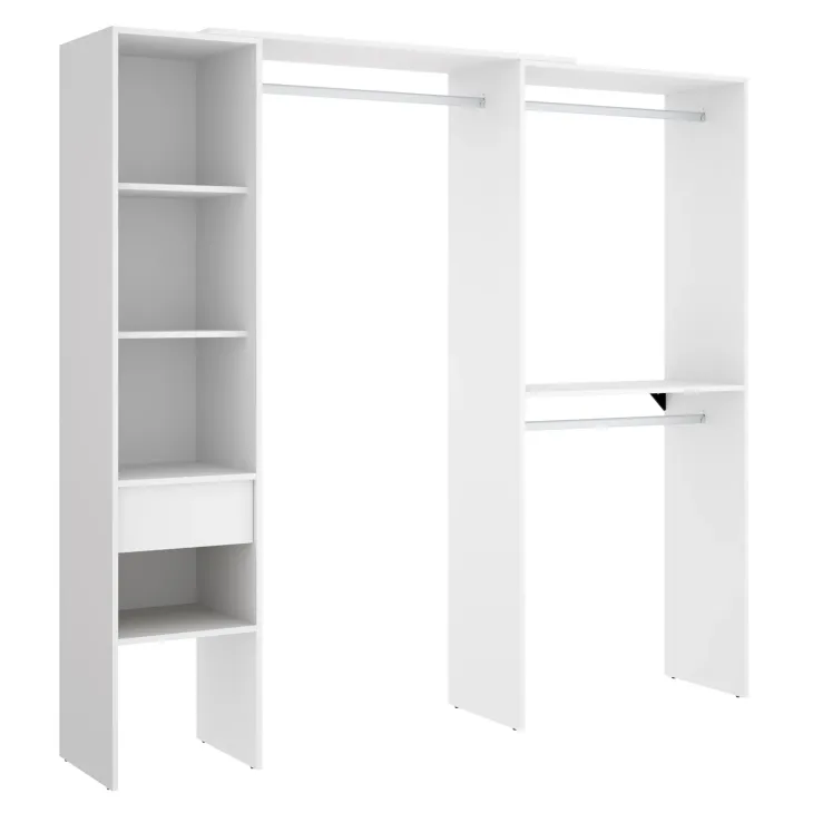 Cabina armadio angolare 137x187h cm con cassetti bianco Kora