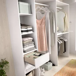 Cabina armadio angolare 137x187h cm con cassetti bianco Kora