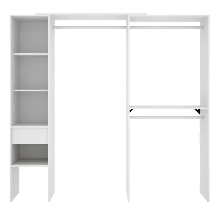 Cabina armadio angolare 137x187h cm con cassetti bianco Kora