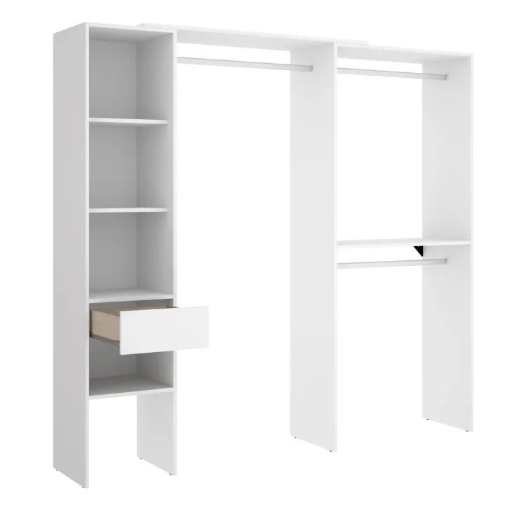 Cabina armadio angolare 137x187h cm con cassetti bianco Kora