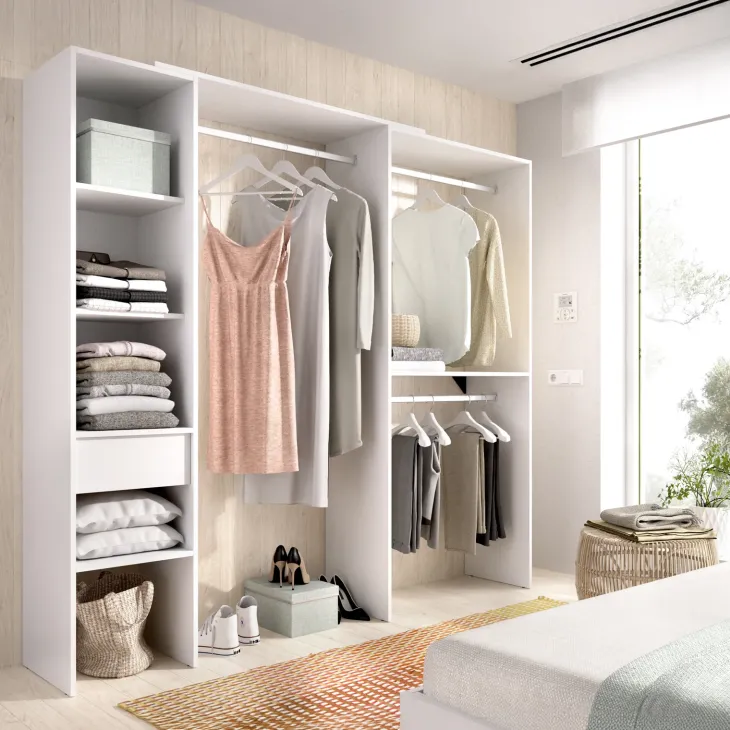 Cabina armadio angolare 137x187h cm con cassetti bianco Kora