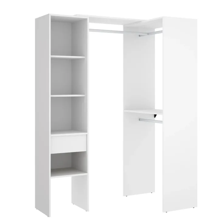 Cabina armadio angolare 137x187h cm con cassetti bianco Kora