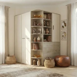 Cabina armadio 148x199h cm ad angolo rovere champagne beige Fabiana Gihome®