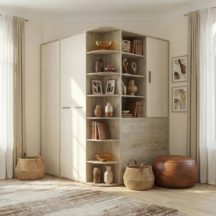 Cabina armadio 148x199h cm ad angolo rovere champagne beige Fabiana Gihome®