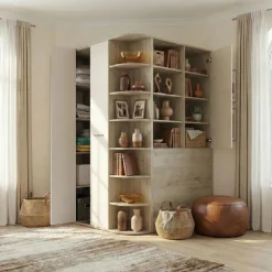 Cabina armadio 148x199h cm ad angolo rovere champagne beige Fabiana Gihome®