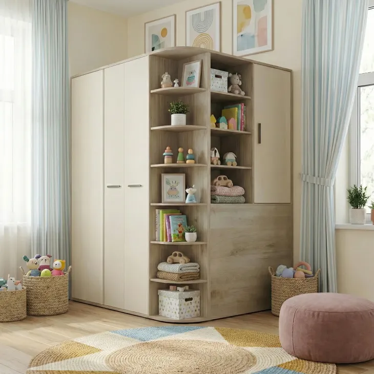 Cabina armadio 148x199h cm ad angolo cameretta rovere champagne beige Fabio Gihome®