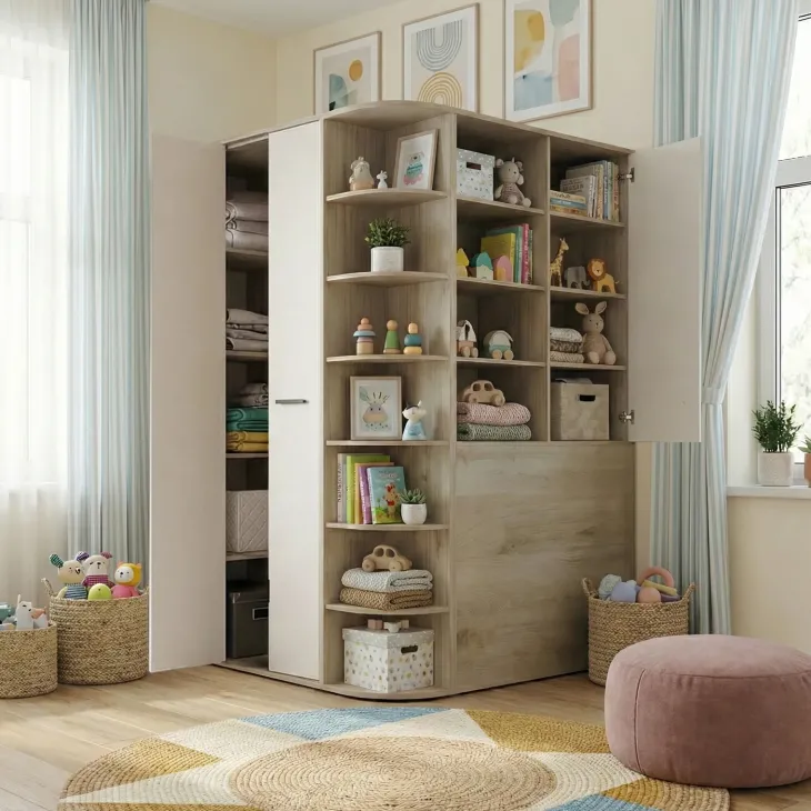 Cabina armadio 148x199h cm ad angolo cameretta rovere champagne beige Fabio Gihome®
