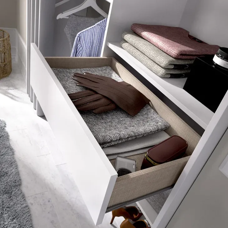 Cabina armadio 160x205h cm allungabile moderno aperto con tenda bianco Gover