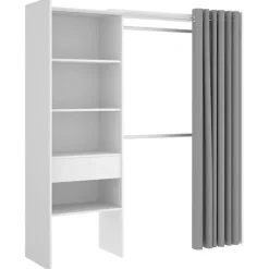 Cabina armadio 160x205h cm allungabile moderno aperto con tenda bianco Gover