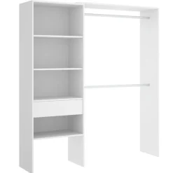 Cabina armadio 160x187h cm allungabile reversibile moderno aperto bianco Mobik