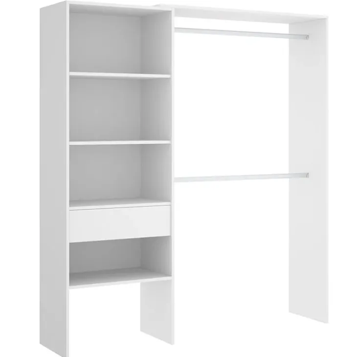 Cabina armadio 160x187h cm allungabile reversibile moderno aperto bianco Mobik
