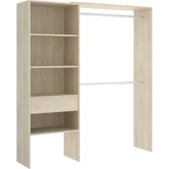Cabina armadio 160x187h cm allungabile reversibile moderno aperto rovere Mobik