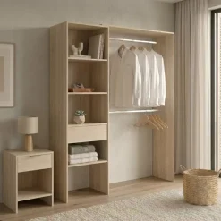 Cabina armadio 160x187h cm allungabile reversibile moderno aperto rovere Mobik