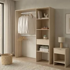 Cabina armadio 160x187h cm allungabile reversibile moderno aperto rovere Mobik