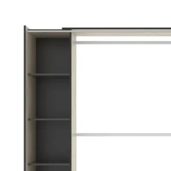Cabina armadio 180x205h cm allungabile moderno aperto con tenda rovere grafite Simpli