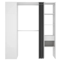 Cabina armadio 177x205h cm 1 anta con specchio moderno bianco grigio Gonzalo