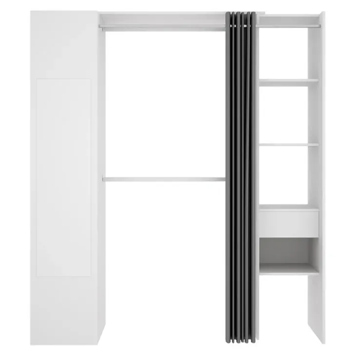 Cabina armadio 177x205h cm 1 anta con specchio moderno bianco grigio Gonzalo