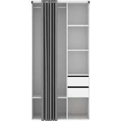Cabina armadio 98x205h cm 2 cassetti con tenda bianco rovere Vixa
