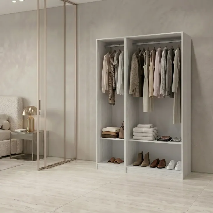 Cabina armadio 120x201h cm con appendiabiti bianco frassinato Dulcinea