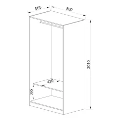 Cabina armadio 80x201h cm con appendiabiti bianco frassinato Dulcinea