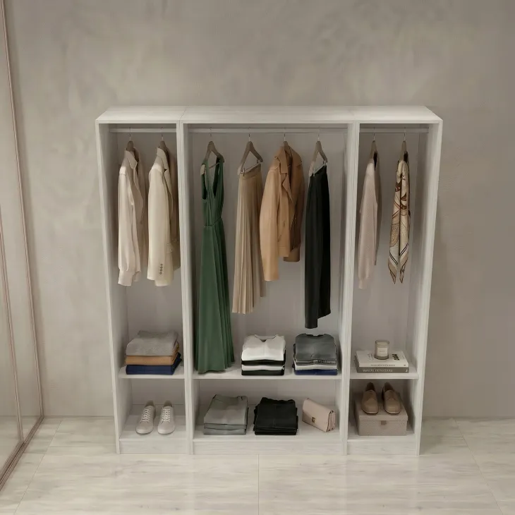 Cabina armadio 160x201h cm con appendiabiti bianco frassinato Dulcinea 3
