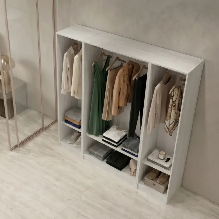 Cabina armadio 160x201h cm con appendiabiti bianco frassinato Dulcinea 3