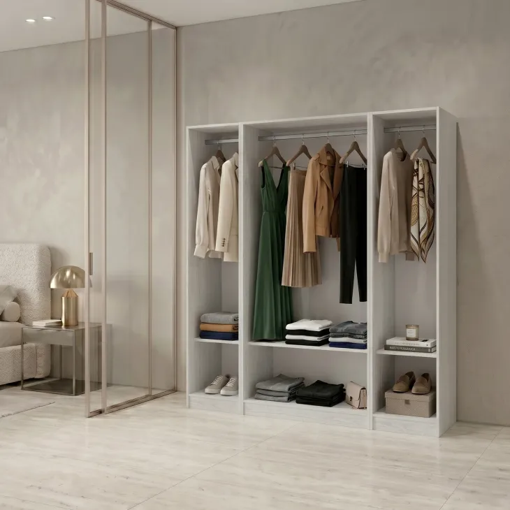 Cabina armadio 160x201h cm con appendiabiti bianco frassinato Dulcinea 3