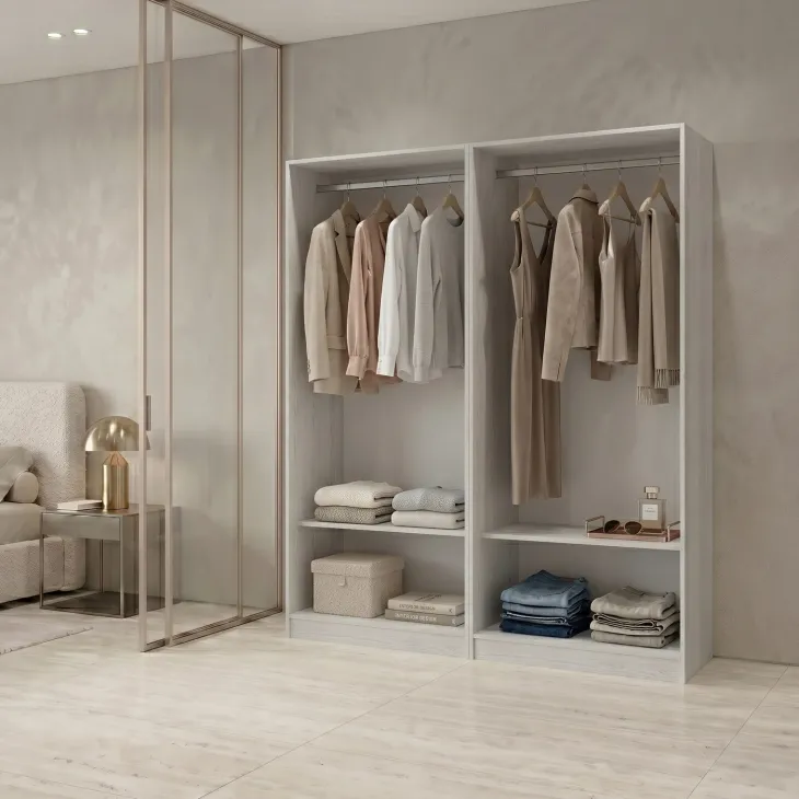 Cabina armadio 160x201h cm con appendiabiti bianco frassinato Dulcinea 2